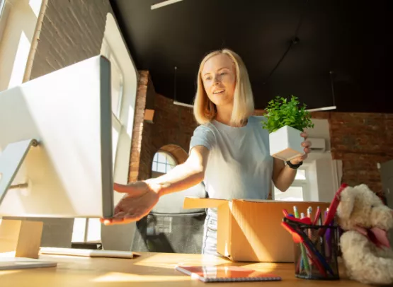 woman organizing office