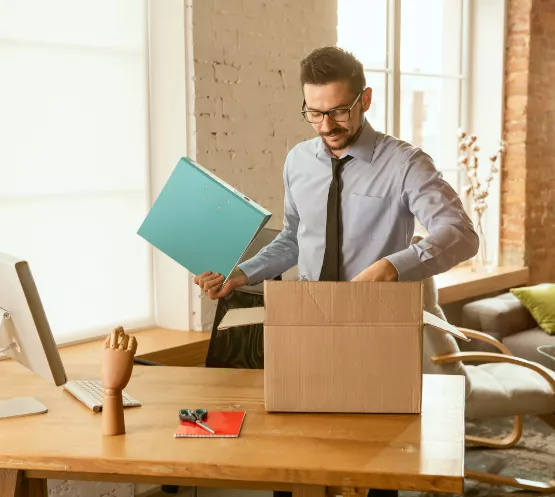 man organizing office
